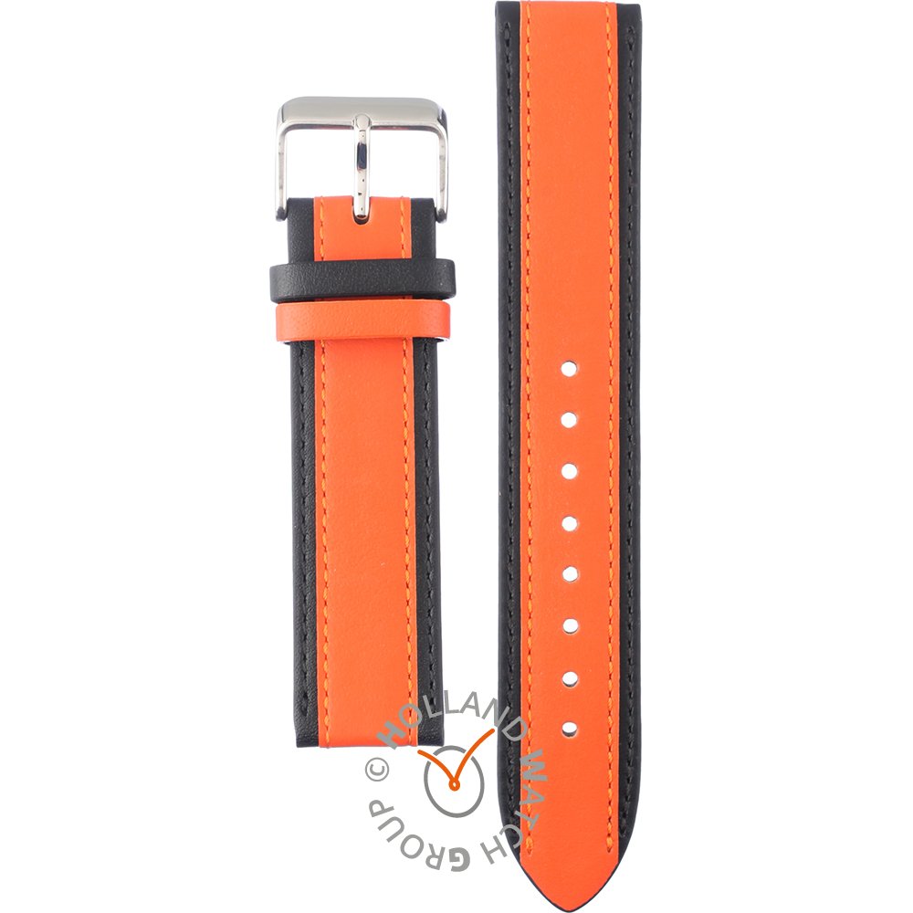 Orange best sale leather watch