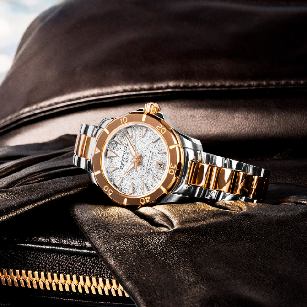 Certina rose shop gold watch