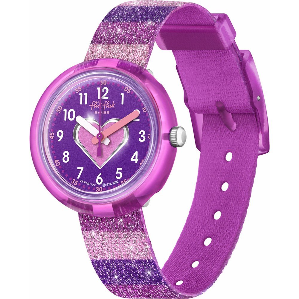 Flik Flak 5+ Power Time FPNP127 Stripy Glitter Watch