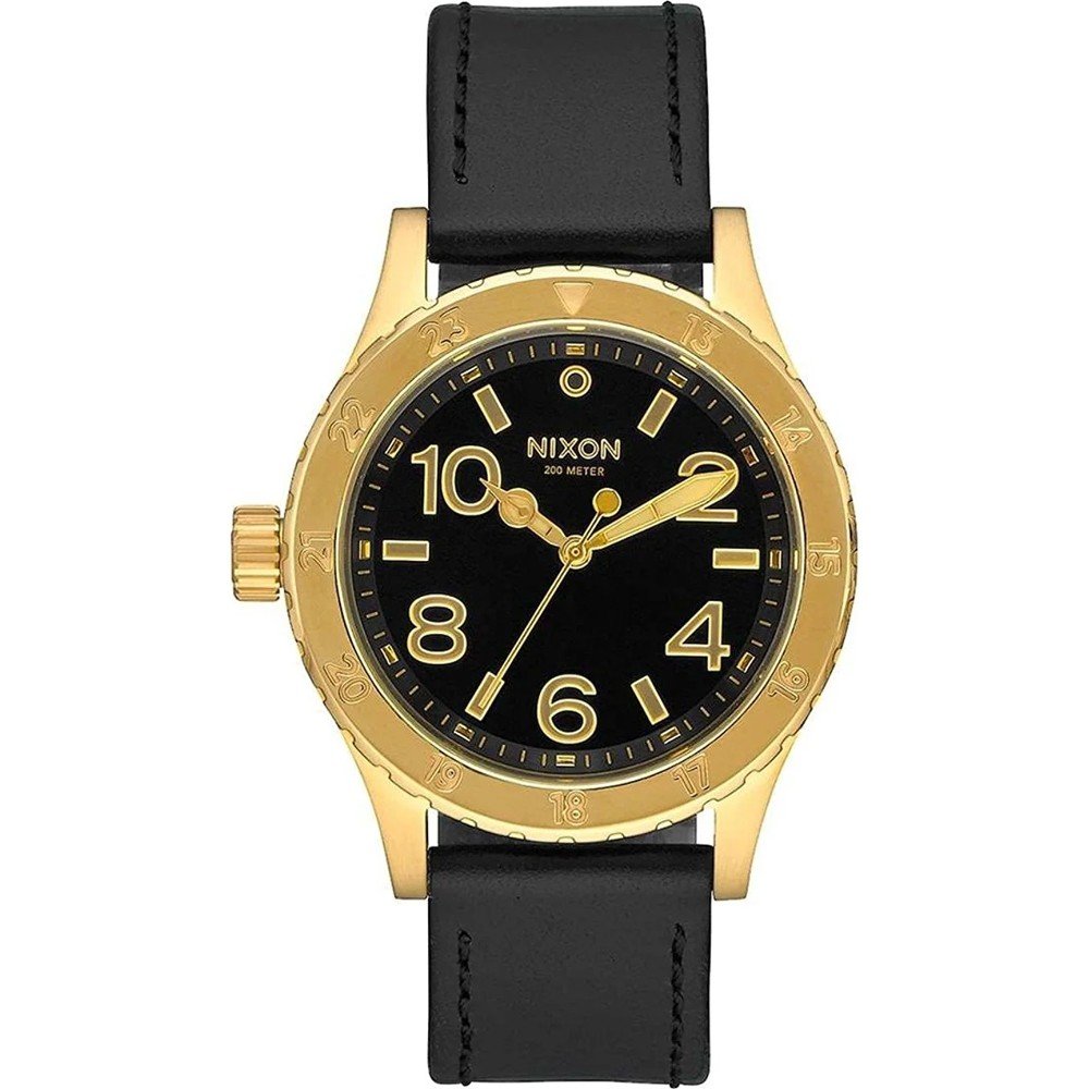 Nixon watch black leather strap best sale