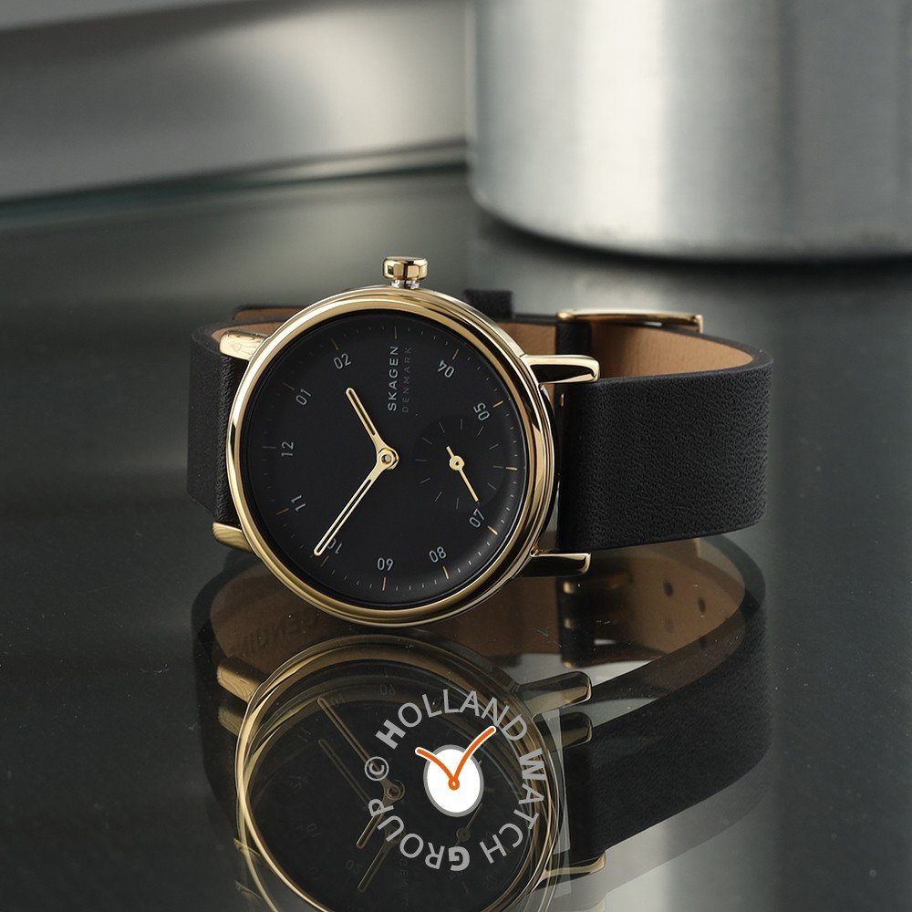 Skagen black and gold on sale watch