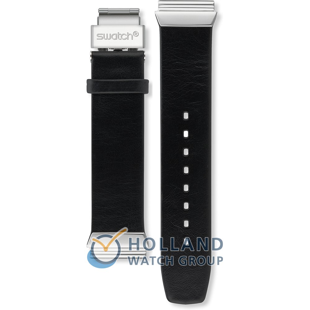 Swatch black hot sale leather strap