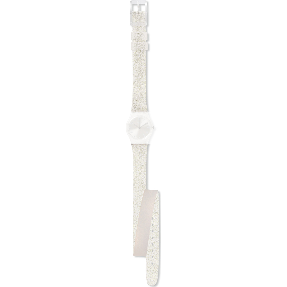 Swatch Plastic Standard Ladies L ALK343 LK343 Silver Glistar Strap